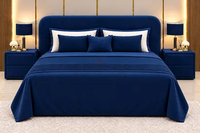 New King Size bed Blue Upholstered Bed with Headboard storage bed and king bed