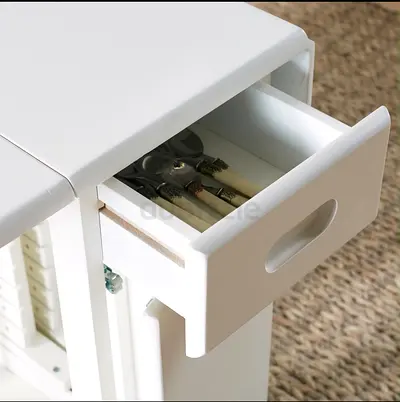 White Kitchen Island Cart with Drawer and Storage