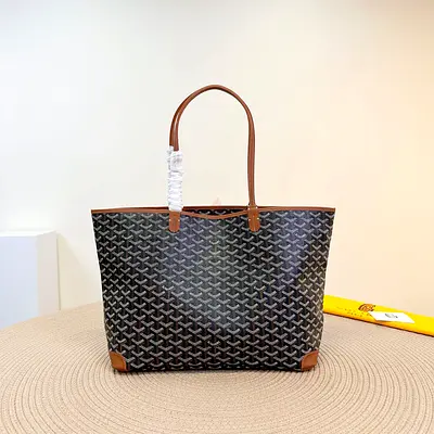 GOYARD Artois MM Bag in Black & Tan