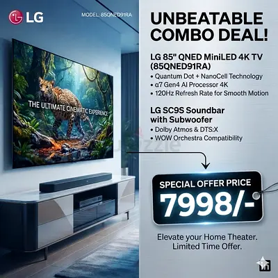 LG 85" QNED MiniLED 4K TV (85QNED91RA) with SC9 Soundbar - Combo Offer
