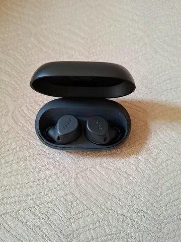 Used wireless Bluetooth earbuds with charging case (black)