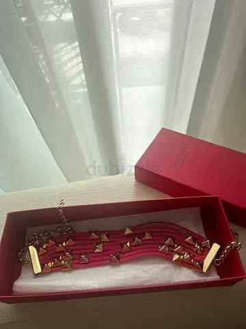 Valentino Rockstud Pink Leather Bracelet/Choker with Box