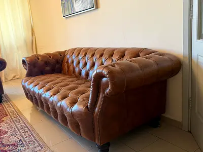 marina home Leather Chesterfield Sofa