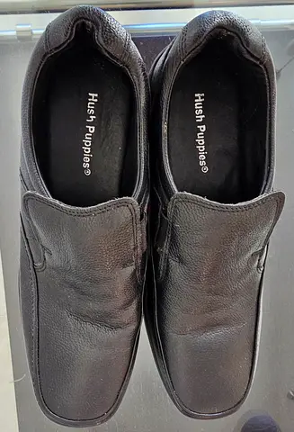 Hush Puppies black leather slip-on shoes - comfortable men's loafers