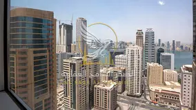 3BR Apartment in Al Qasba with Panoramic View Maid Room Free AC Free Parking and One Month Free