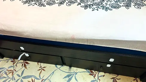 Wooden Single Bed with Under-Drawer Storage - Good Condition For Give Away (Free)