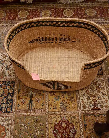 Handwoven Rattan Pet Basket / Dog Bed - Good Condition