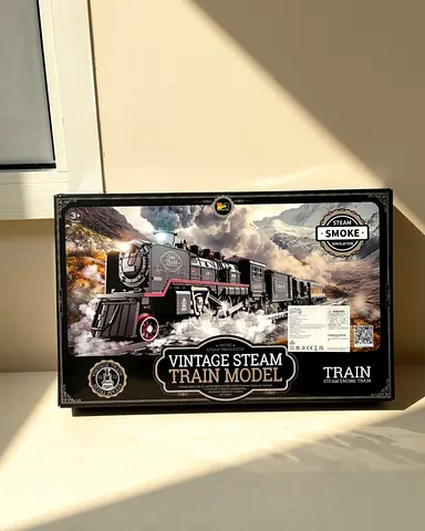 Vintage Electric Steam Train Set with Tracks- brand new (open box)
