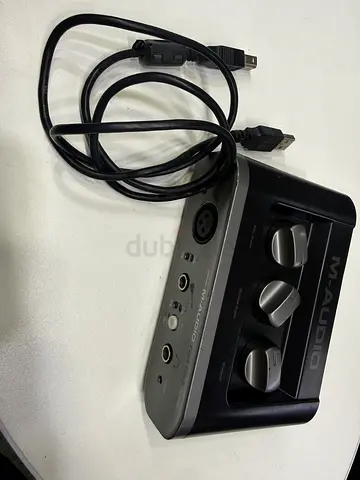 M-Audio Fast Track USB Audio Output, Guitar Gain, and Mic Gain), RCA line outputs