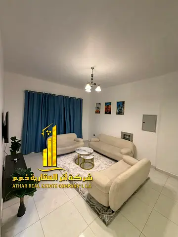 Luxury apartment (second occupancy), featuring one bedroom, a living room, and an open balcony. Located in Al Rawda 2, Ajman. for monthly rent.