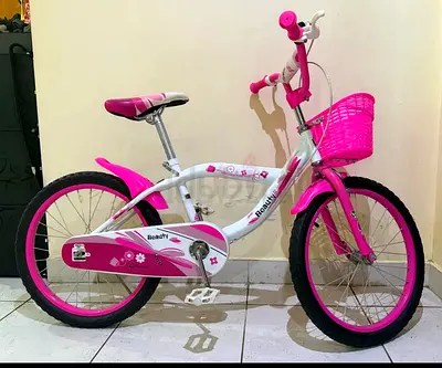 Girls 12 inches Pink & White Kids Bike with Basket - Good Condition