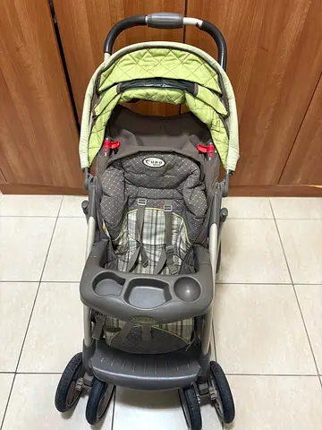 Graco baby stroller - single seat, green/grey, good condition