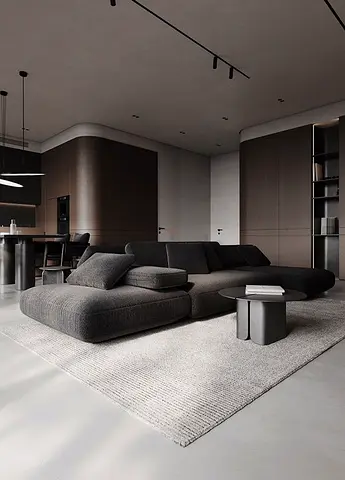 Large Modern Gray Area Rug - Neutral Solid Design