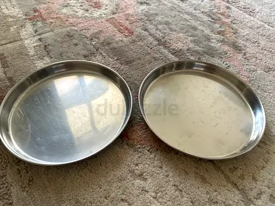 Set of 2 Stainless Steel Serving Plates - Good Used Condition