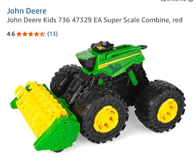 John Deere Kids Super Scale Combine Toy - Green Monster Truck Harvester