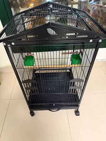 Bird gage and free Grey transparent-front pet carrier backpack with perch (good condition)
