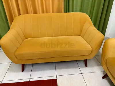 Home center Bern 2-Seater Velvet Sofa Mustard Yellow - Excellent Condition