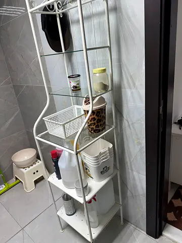 White Metal Bathroom/Kitchen Shelf Rack - 4-Tier