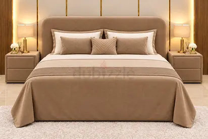 New King size bed upholstered bed with headboard storage bed and  - beige king bed