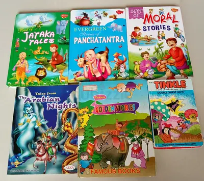 Set of 7 Children's Story Books — Panchatantra, Jataka Tales, Tinkle Comics & More