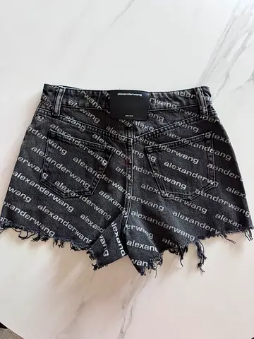 Alexander $%&! black logo denim shorts