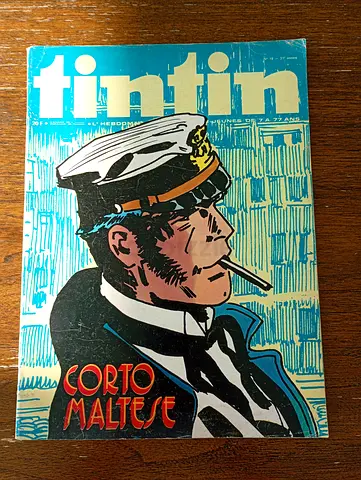 Tintin magazine featuring Corto Maltese cover (vintage comic/magazine)