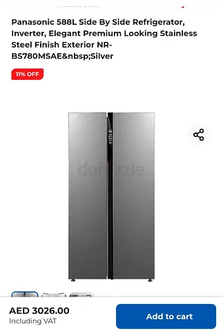 Panasonic 700L Side-by-Side Refrigerator - Stainless Steel, Inverter
