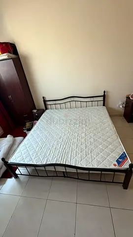 Double metal bed frame with mattress - good condition
