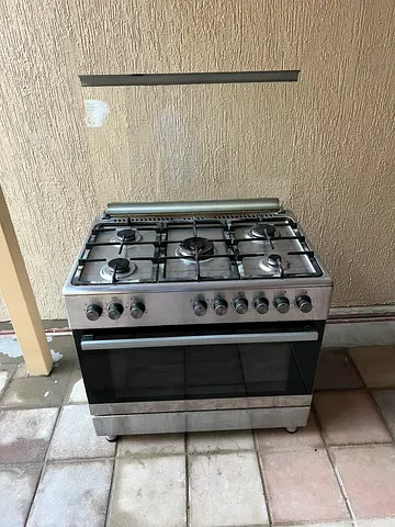 Super General Gas Cooker – 5 Burner with Oven, Stainless Steel