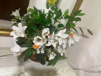 White Lanterns and flower basket