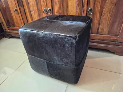 Leather Cowhide Ottoman