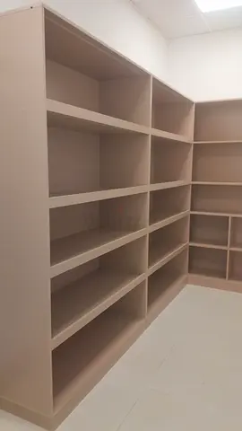 Custom made Large Built-in Wall Shelving Unit / Storage Bookcases - Beige