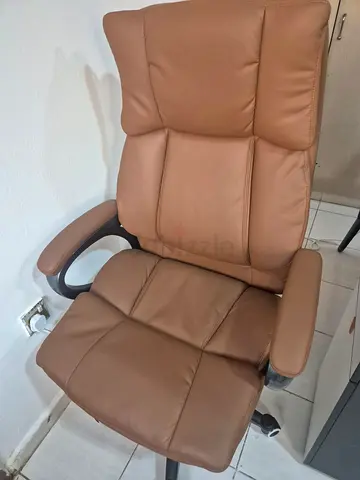 Brown leather executive office chair - good condition