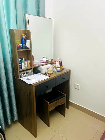 Wooden Dressing Table with Mirror and Stool - Good Condition
