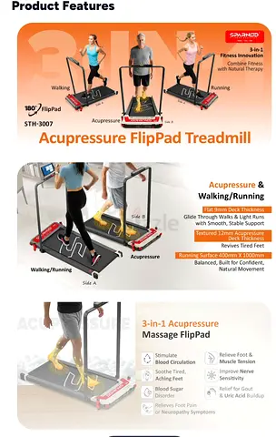 Acupressure FlipPad Treadmill - 3-in-1 Walking/Running Massage Pad