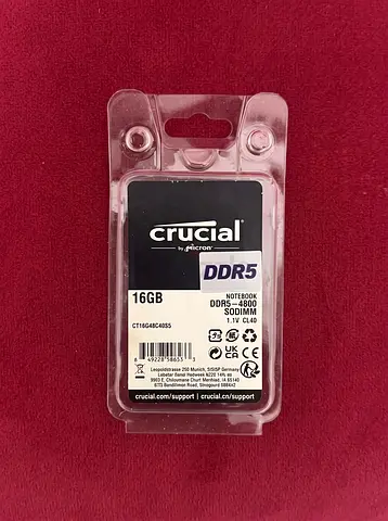Crucial 16GB DDR5 SO-DIMM 4800MHz Laptop RAM (Sealed)