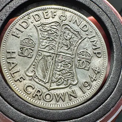 Siver 1944 UK Half Crown Coin (old antique coins)