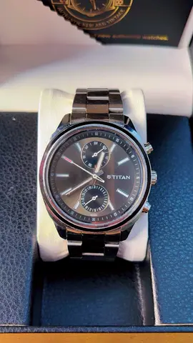 Titan men's stainless steel chronograph watch - black dial