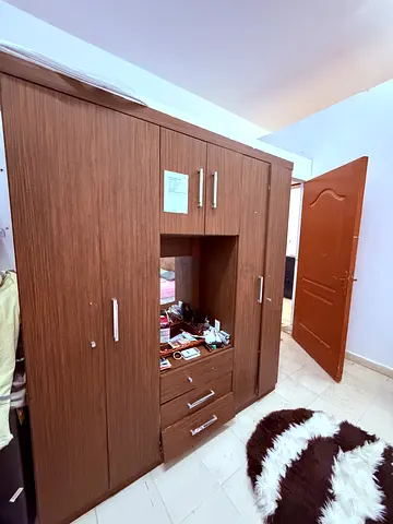 Large Wooden Wardrobe with Mirror and Drawers - Good Condition