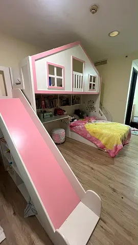 Girls Bedroom with office and slide