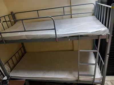 Metal Bunk Bed Frame with Two Mattresses - Good Condition