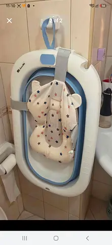 Foldable Baby Bath Tub with Infant Support Cushion - Space Saving