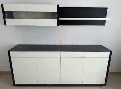 Modern black & white wall-mounted cabinet with standing cabinet (set)