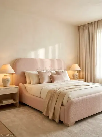 Soft blush pink 160*200 queen size luxury caverd bed