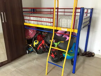Kids Metal Loft Bed with Ladder - Single Size