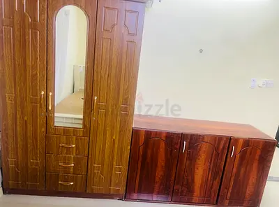 Wooden 3-door Wardrobe with Matching Side Cabinet - Good Condition