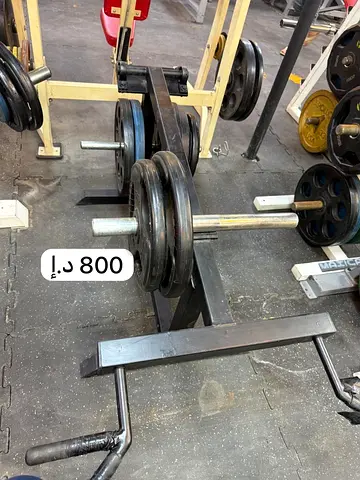 T-bar Row Handle with Assorted Weight Plates — Used Gym Equipment