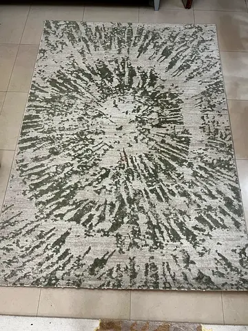 Used modern abstract area rug - neutral tones, 200x140cm (approx.)