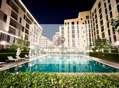 A premium one-bedroom apartment with a hall is available for rent in Al Mamsha.