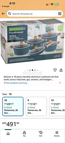 10-piece nonstick cookware set (pots and pans) - used, good condition